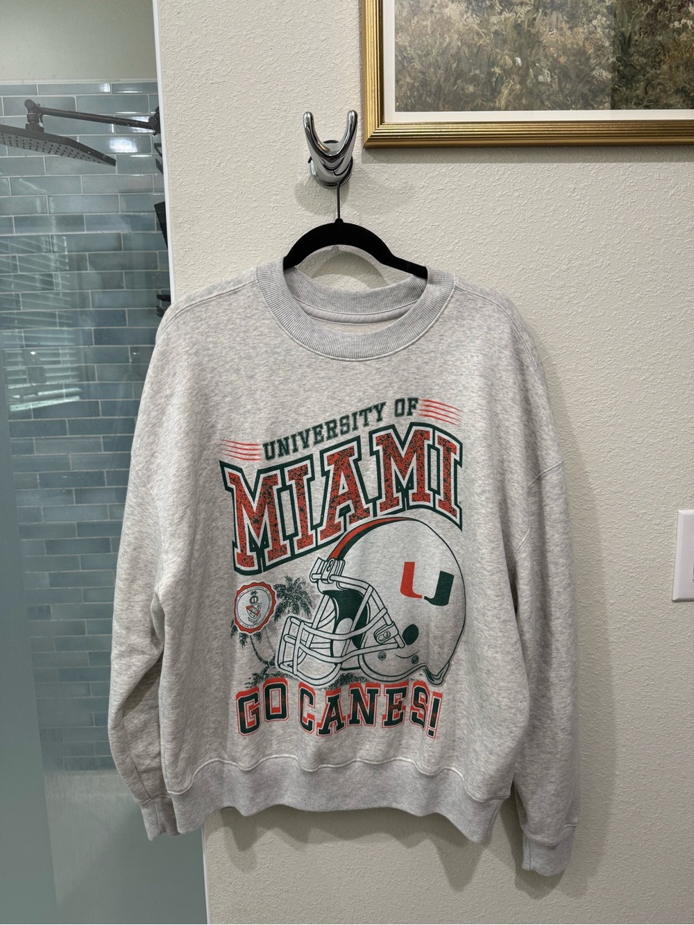 University of Miami Gray Boxy Fit Crewneck Sweatshirt - Miami Hurricanes